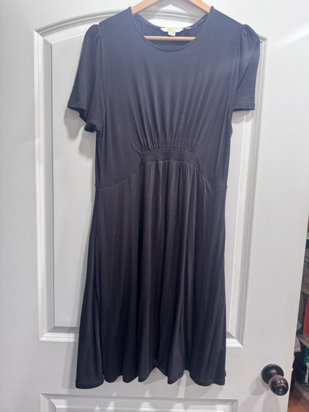 Boden Classic Black Short-Sleeve Midi Dress